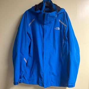 The North Face Men's Blue Long Sleeve Hooded Outdoor Rain Jacket Size XL